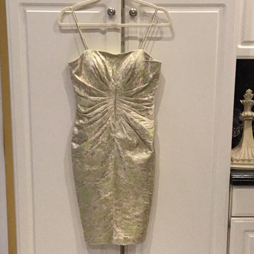 Cheetah B Gold Metallic/Chartreuse Holiday Dress